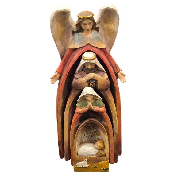 Nativity Set Nesting Angel Joseph Mary and Baby Jesus - Picture 2 of 10